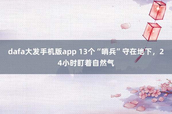 dafa大发手机版app 13个“哨兵”守在地下，24小时盯着自然气